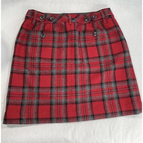 Vintage Eddie Bauer Women’s Y2K 100% Wool Skirt Size 4 Red Plaid Lined Mini - Picture 8 of 9